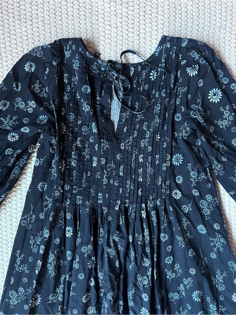 Madewell Navy Floral Pintuck Mini Dress - Picture 5 of 6